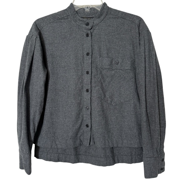 Banana Republic Tops - Banana Republic Cotton Cropped Shirt | Women’s XS | Pleated Sleeve Band Collar